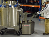 Stainless Steel PowerTug moving 2,000Kg Pharmaceutical mixing vessel